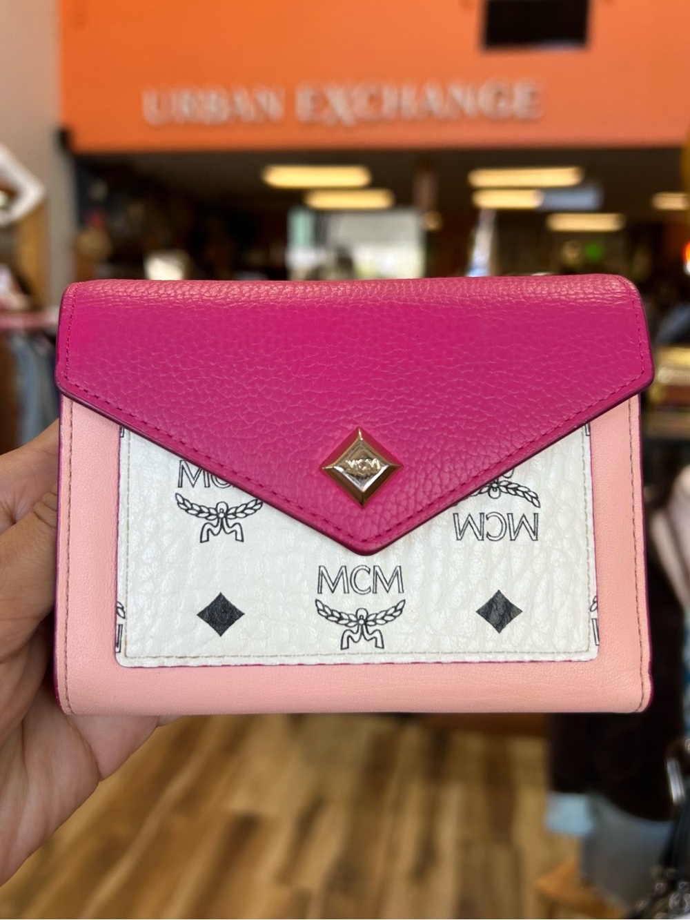 MCM Visetos Leather Colorblock Love Letter Mini Card Case